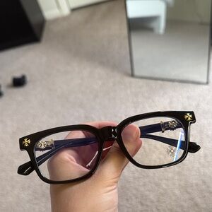 Chrome Hearts Black Glasses with Gold Detailing (Blue Light Protection)